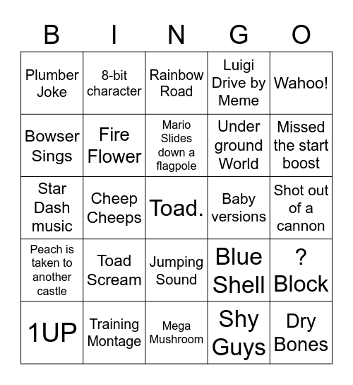 Mario Bringo Bingo Card
