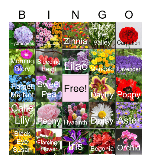 Flower Bingo Card