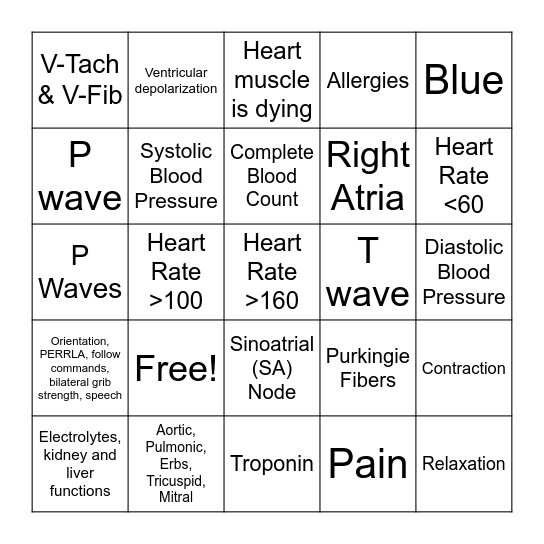 Clinical Bingo Card