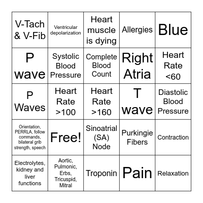 Clinical Bingo Card