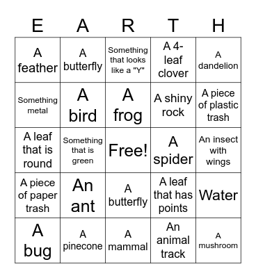 Earth Day Scavenger Hunt Bingo Card
