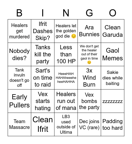 UWU Bingo Card