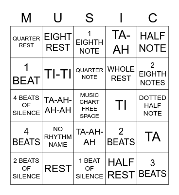 Music Chart Review Bingo Card