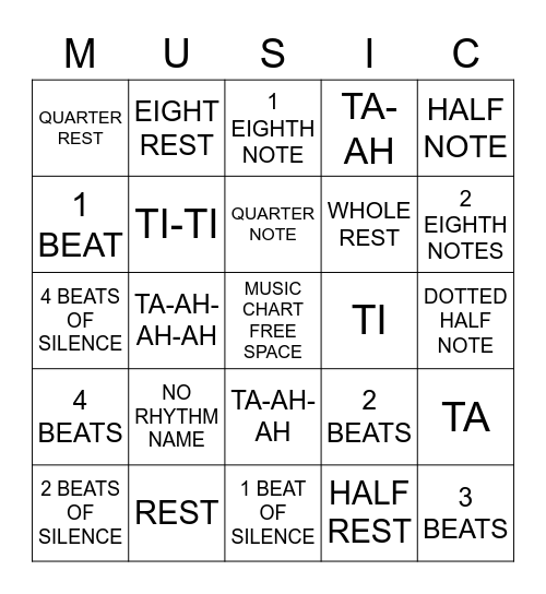 Music Chart Review Bingo Card