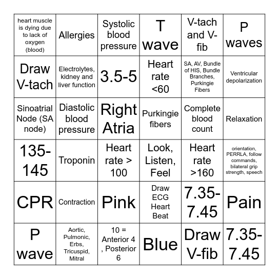 Clinical Bingo Card