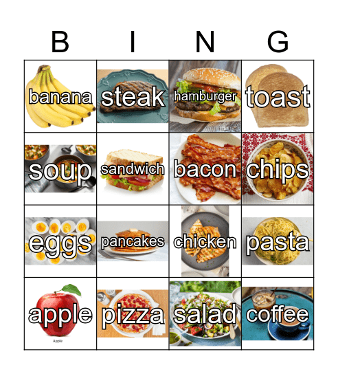 Unit 1 Food Bingo Card