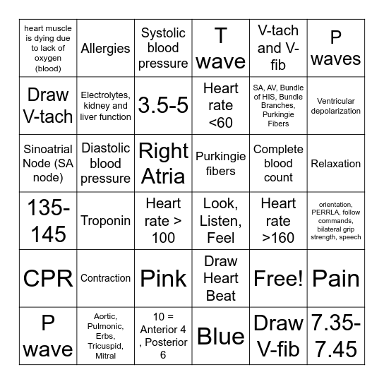 Clinical Bingo Card