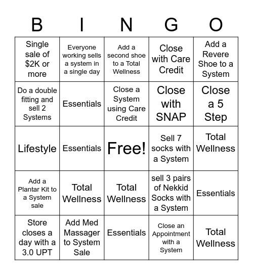 SYSTEM BINGO Card