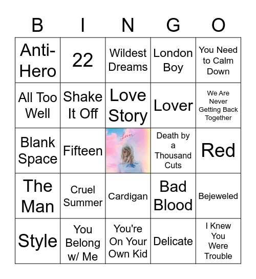 Swiftie Bingo Card