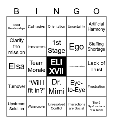 Lessons Learned: Team Building Bingo Card