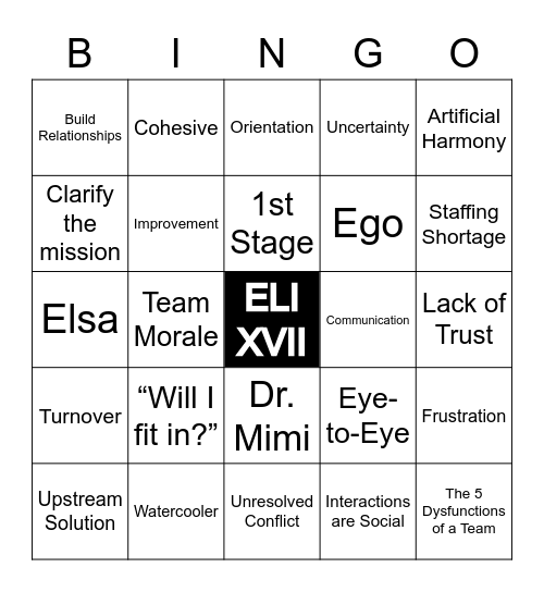 Lessons Learned: Team Building Bingo Card