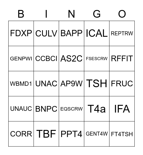 IDEXX2 Bingo Card