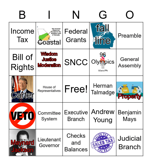 Modern Georgia Bingo Card