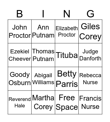 The Crucible Bingo Card