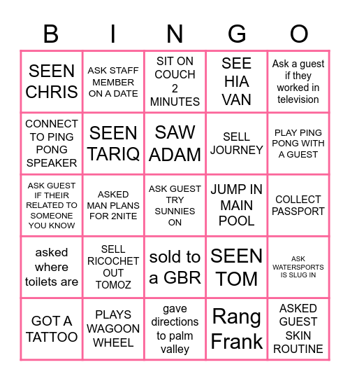 NORTINESS Bingo Card