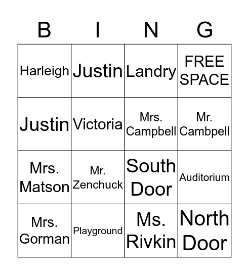 Denver Christian Academy Bingo Card