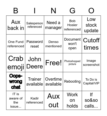 Untitled Bingo Card