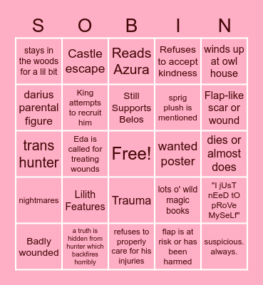 Hunter Fick Bingo Card