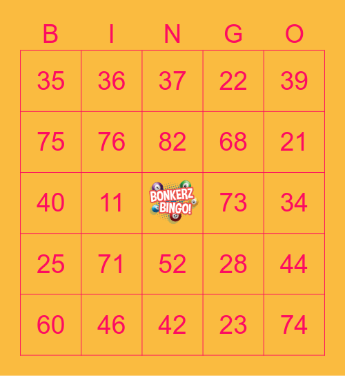 BONKERZ BINGO! Bingo Card