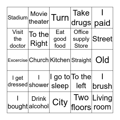 Spanish 2 semester1 Bingo Card