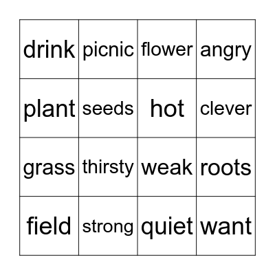 Unit 6 A Day in the Country Bingo Card