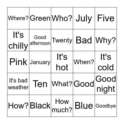 Spanish 1 semester 1 Bingo Card