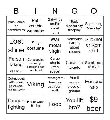 METAL FEST Bingo Card