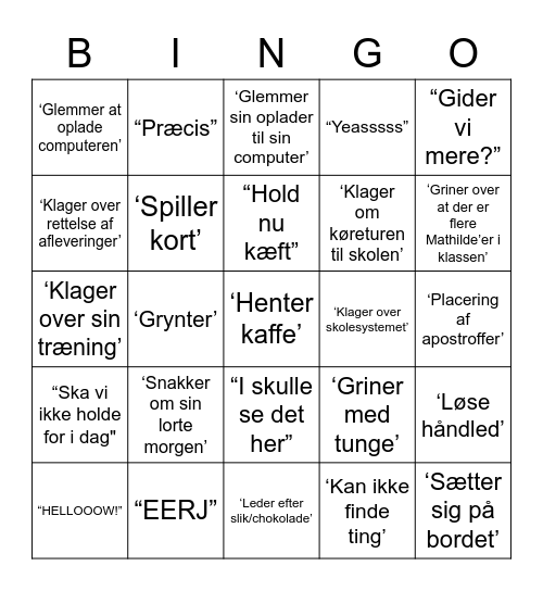 Ole Bo Bingo Card