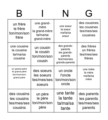 Famille BING I Bingo Card