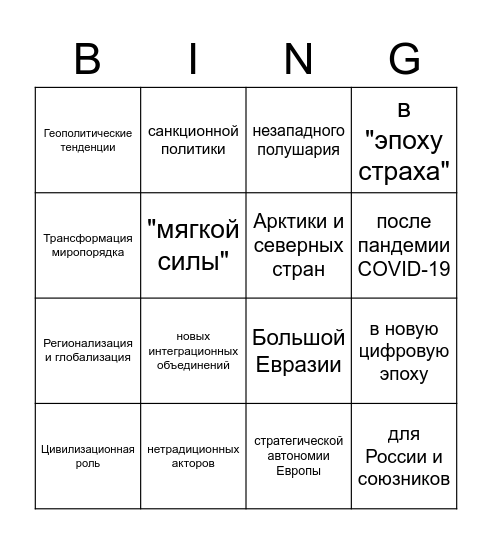 Собери тему конференции Bingo Card