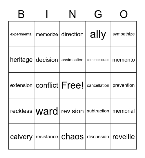 BINGO AMPLIFY Bingo Card