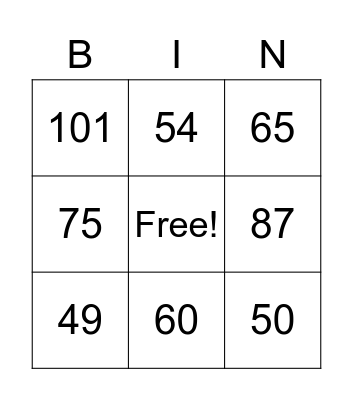 NUMEROS DEL 30 AL 100 Bingo Card