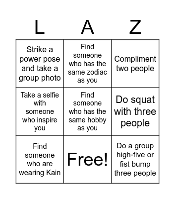 LAZADA VIRTUAL BINGO Card