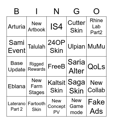 4th Anniversary Bango Bingo Card