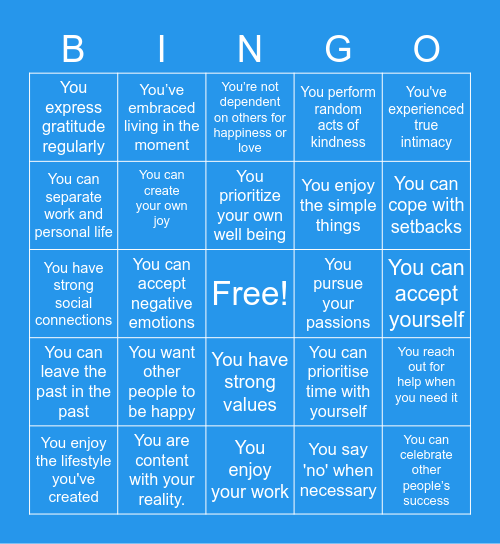 Are you really happy? Bingo Card
