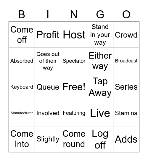 Unit 5 - Sports Bingo Card
