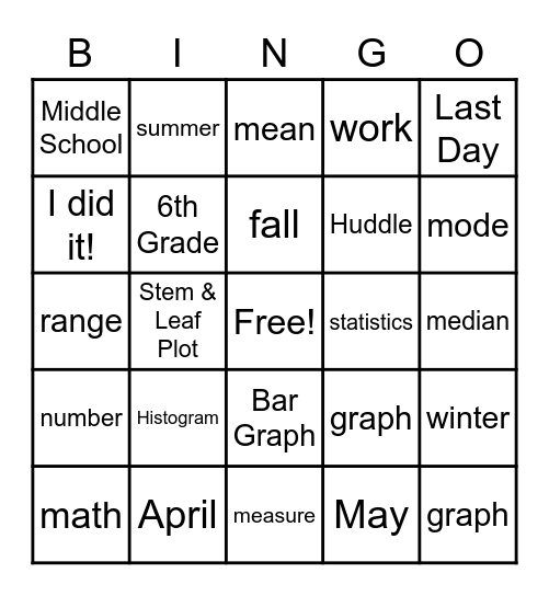 6 GR Huddle Bingo Card