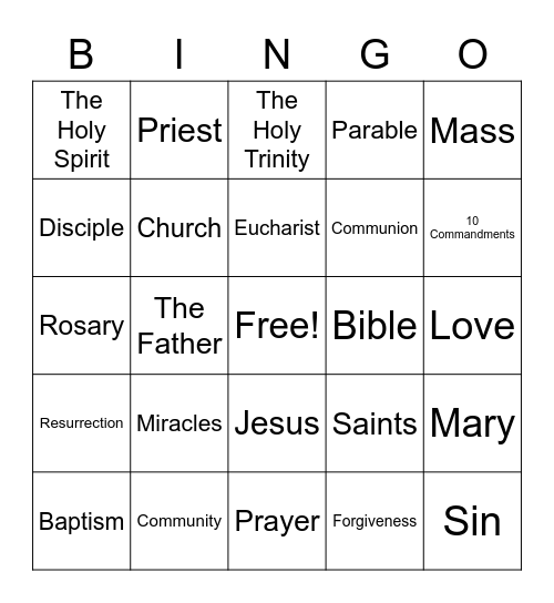 Catholic Knowledge Bingo Card