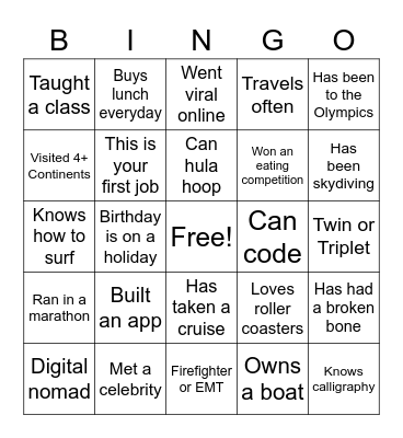 Icebreaker Bingo Card #3 Bingo Card