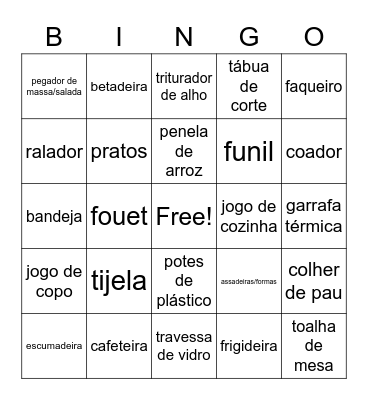 Chá de cozinha Bingo Card