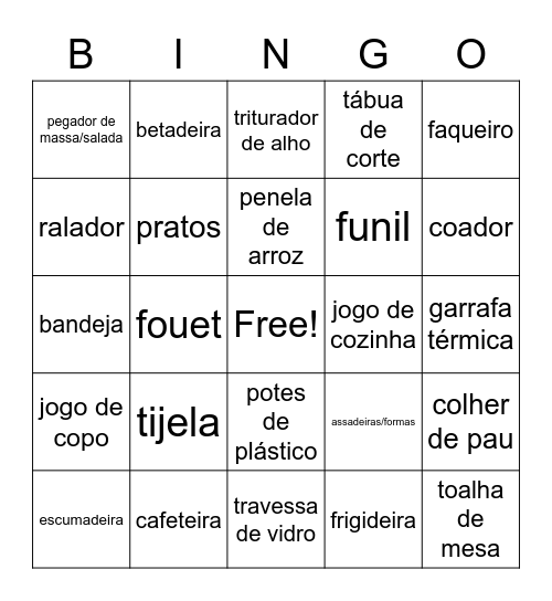Chá de cozinha Bingo Card