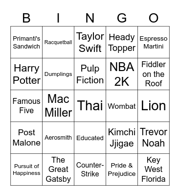 Round 2 Bingo Card