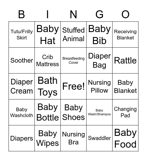 Baby Unger Bingo Card