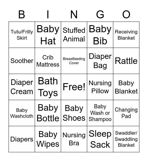 Baby Unger Bingo Card