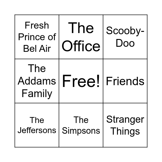 TV Show Themes Bingo Card