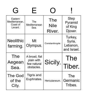 Geology Bingo! Bingo Card