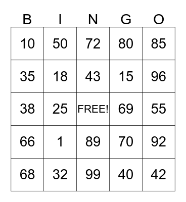 Spanish 1A  Bingo Card