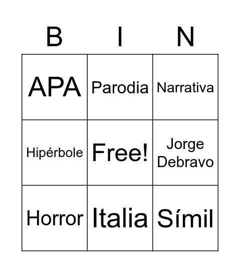 BINGO Card