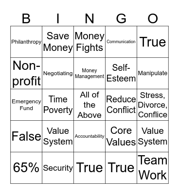 Test 3 Bingo Card