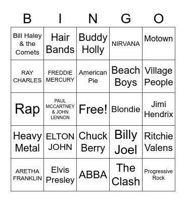 MUSIC! MUSIC! MUSIC! Bingo Card